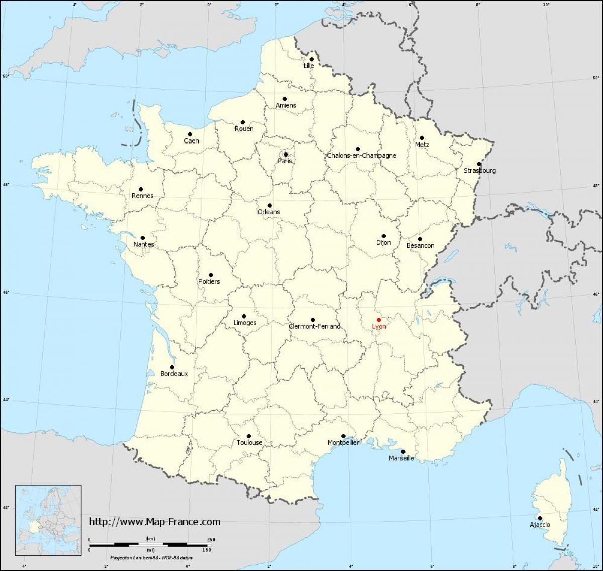 kur yra Lionas, prancūzija žemėlapyje