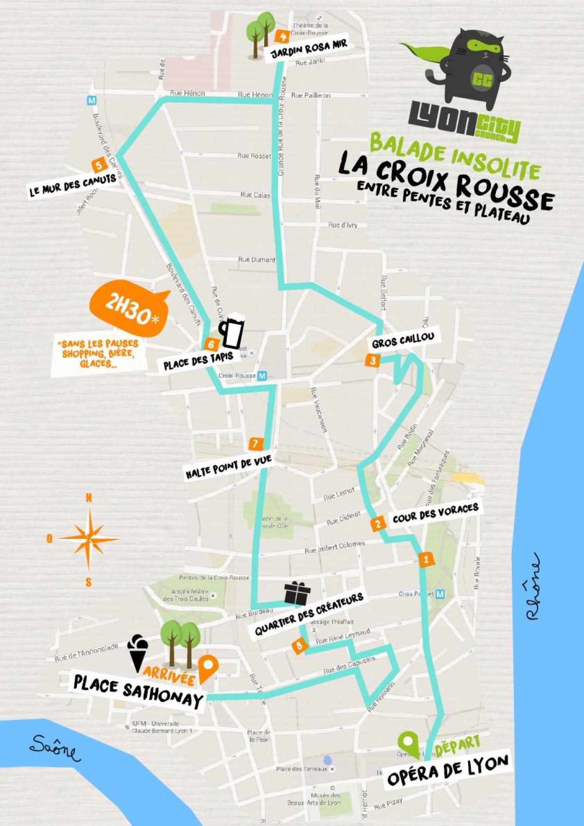 žemėlapis croix rousse Lyon 