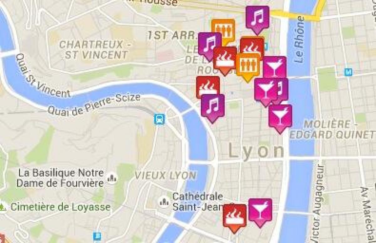 žemėlapis gėjų Lyon