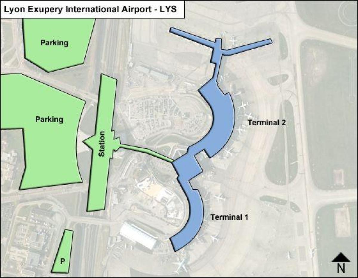 Žemėlapis Liono oro uosto terminalą