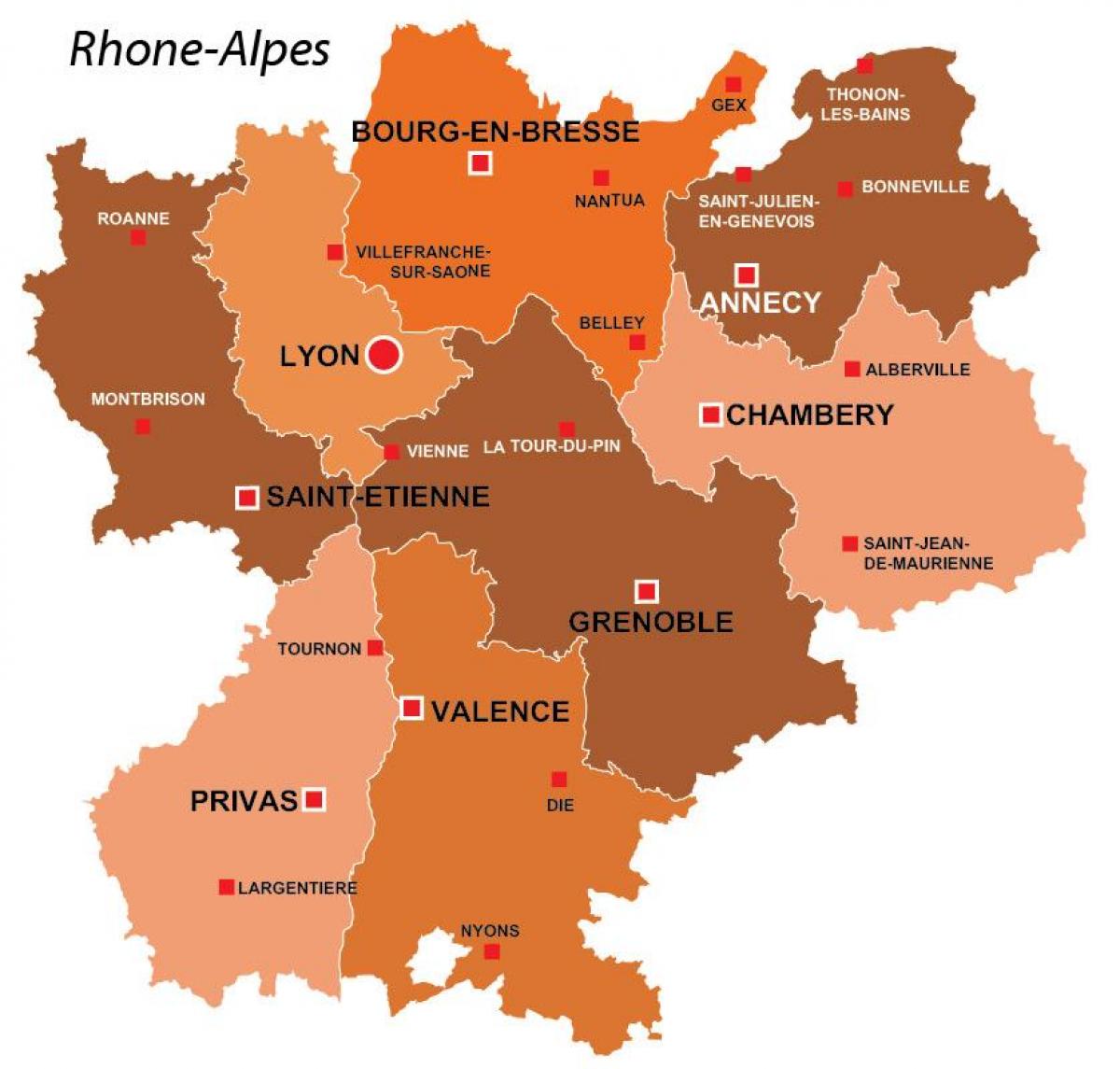 Liono regione prancūzijoje žemėlapyje