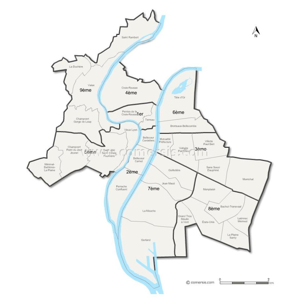 žemėlapis Lyon arrondissement