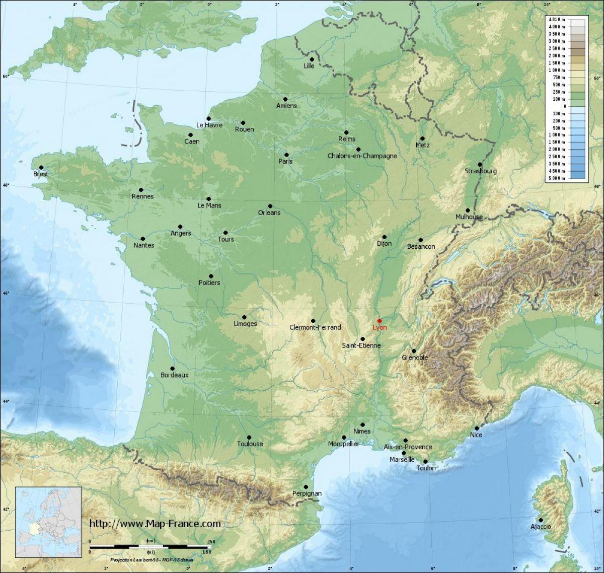 žemėlapis Lyon geografines