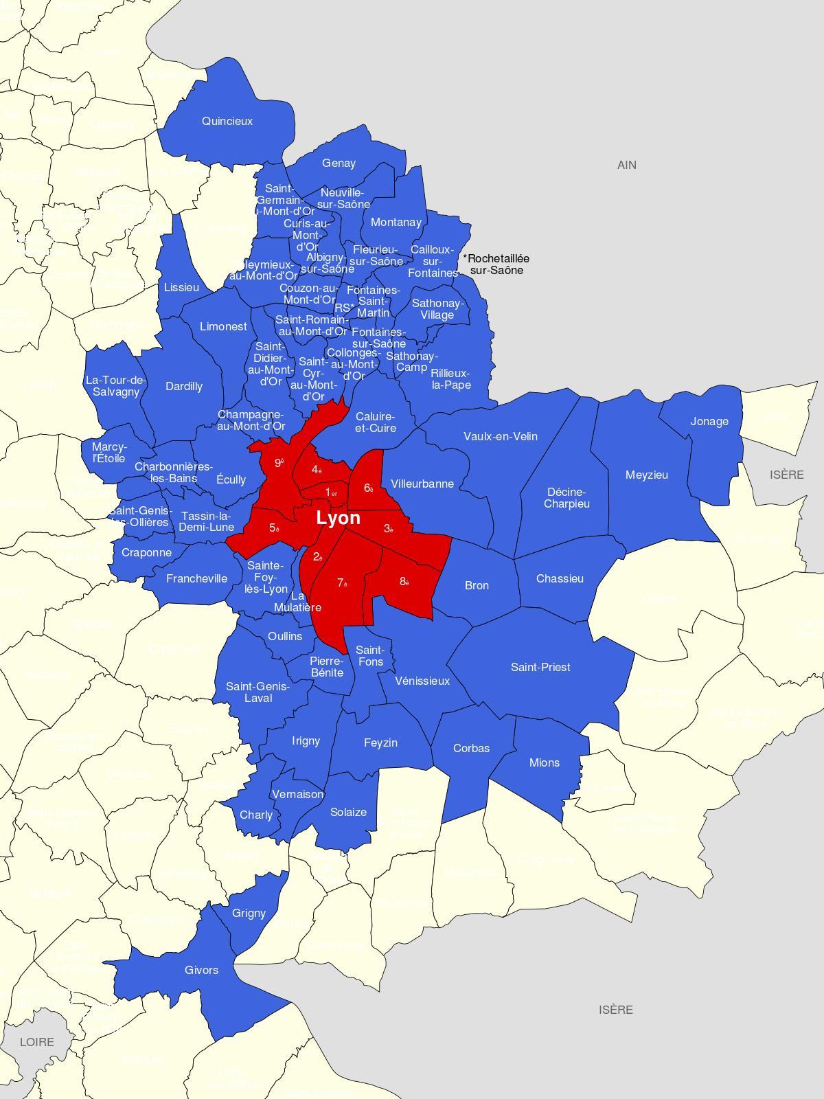 žemėlapis Lyon rajone