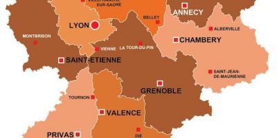 Liono regione prancūzijoje žemėlapyje