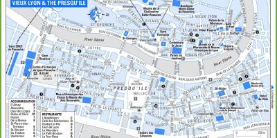 Senamiesčio Lyon prancūzija žemėlapyje