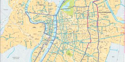 Žemėlapis Lyon dviratį