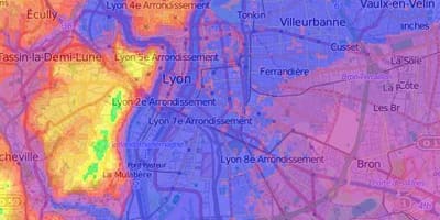 Žemėlapis topografinis Lyon